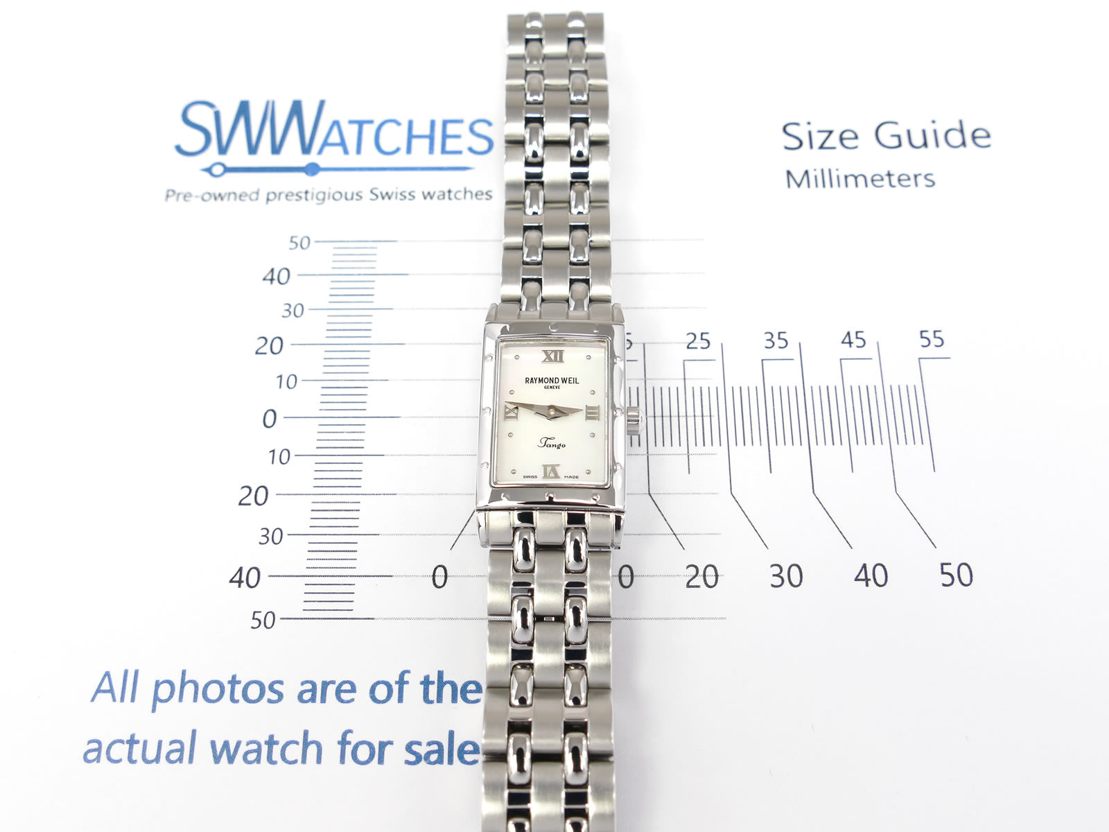 Raymond Weil Tango 5970 case size 17 x 32mm