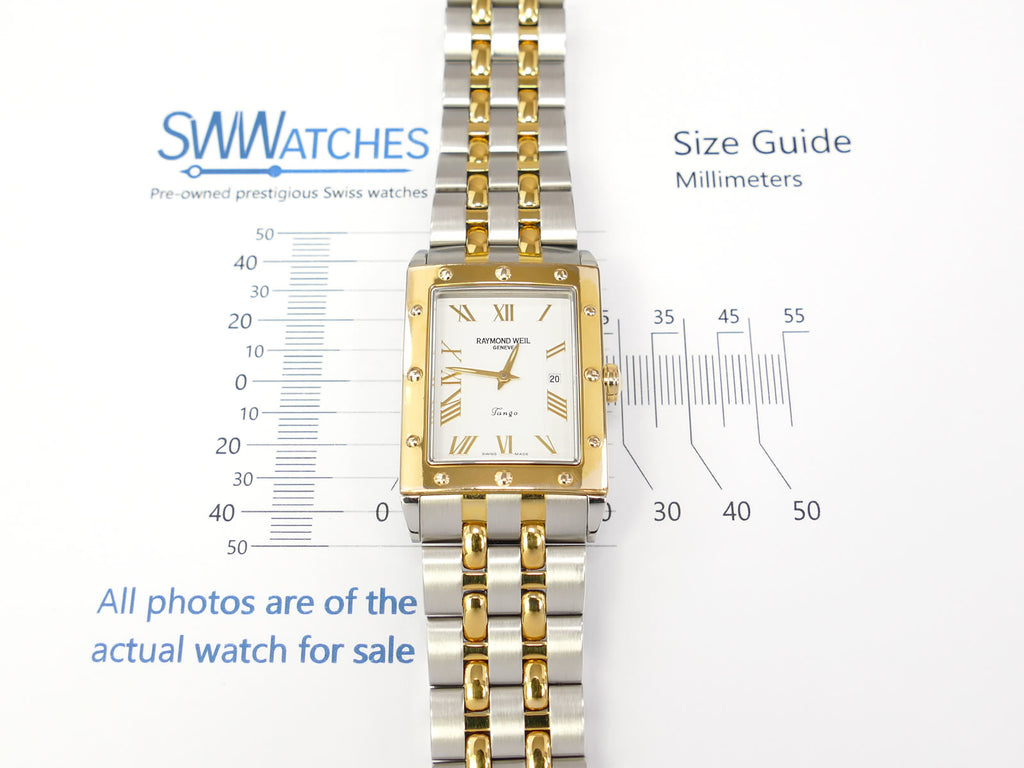 Raymond Weil Tango 5381 case size 28 x 44mm