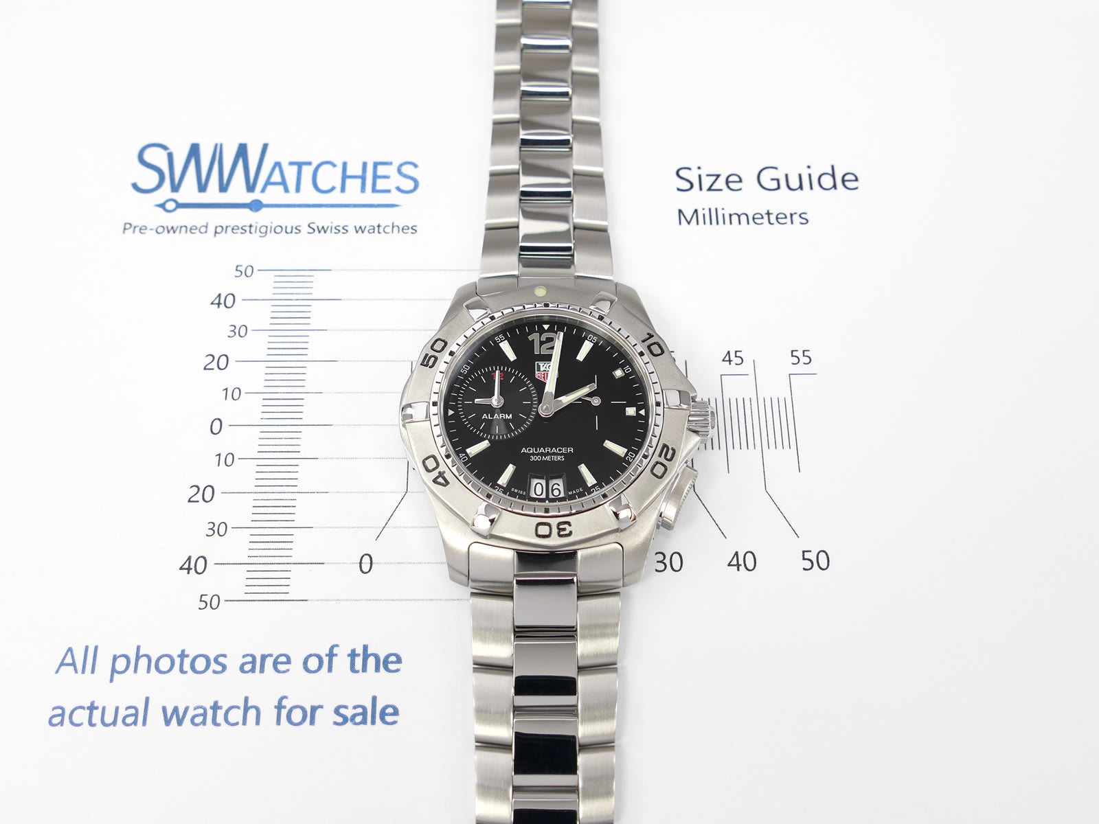 TAG Heuer Aquaracer Alarm WAF111Z.BA0801 case size 39mm