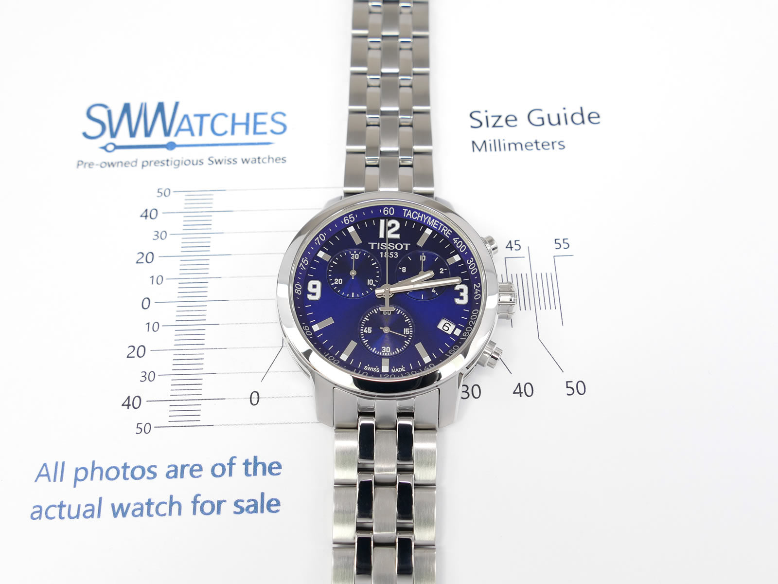 Tissot T-Sport PRC200 Blue Chronograph T055417A case size 41mm