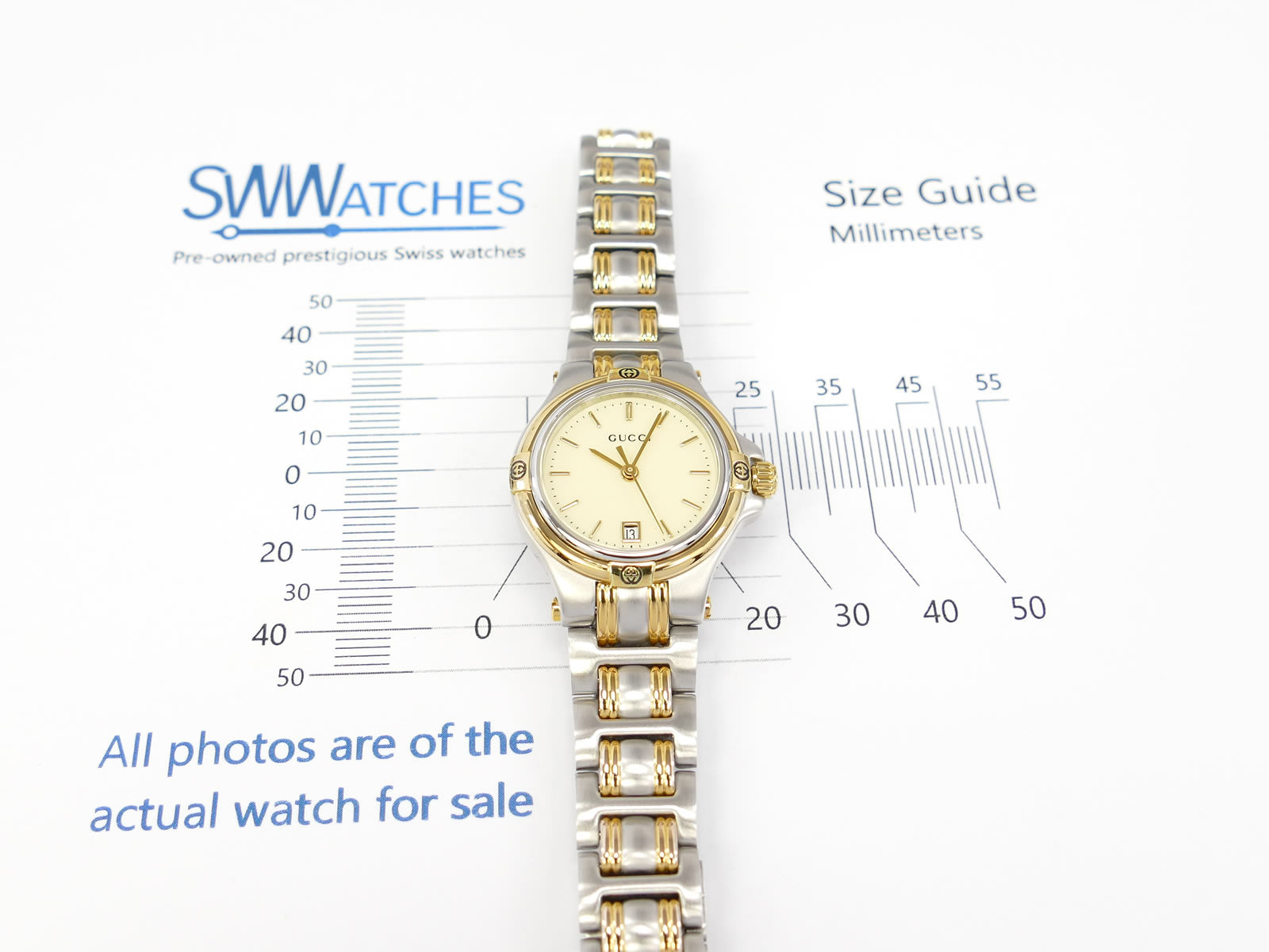 Gucci 9040L Cream Dial Stainless Steel & 18k Gold – SWWatches