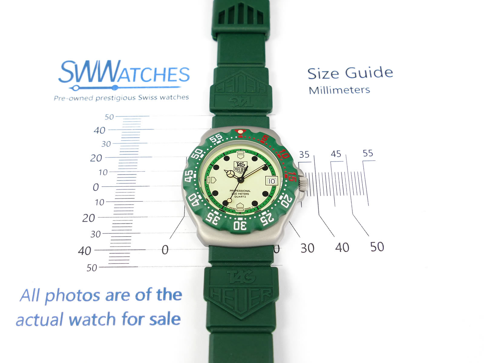 美品 TAG Heuer 372.513 メンズ グリーンラバーベルト 稼働品 美品 TAG