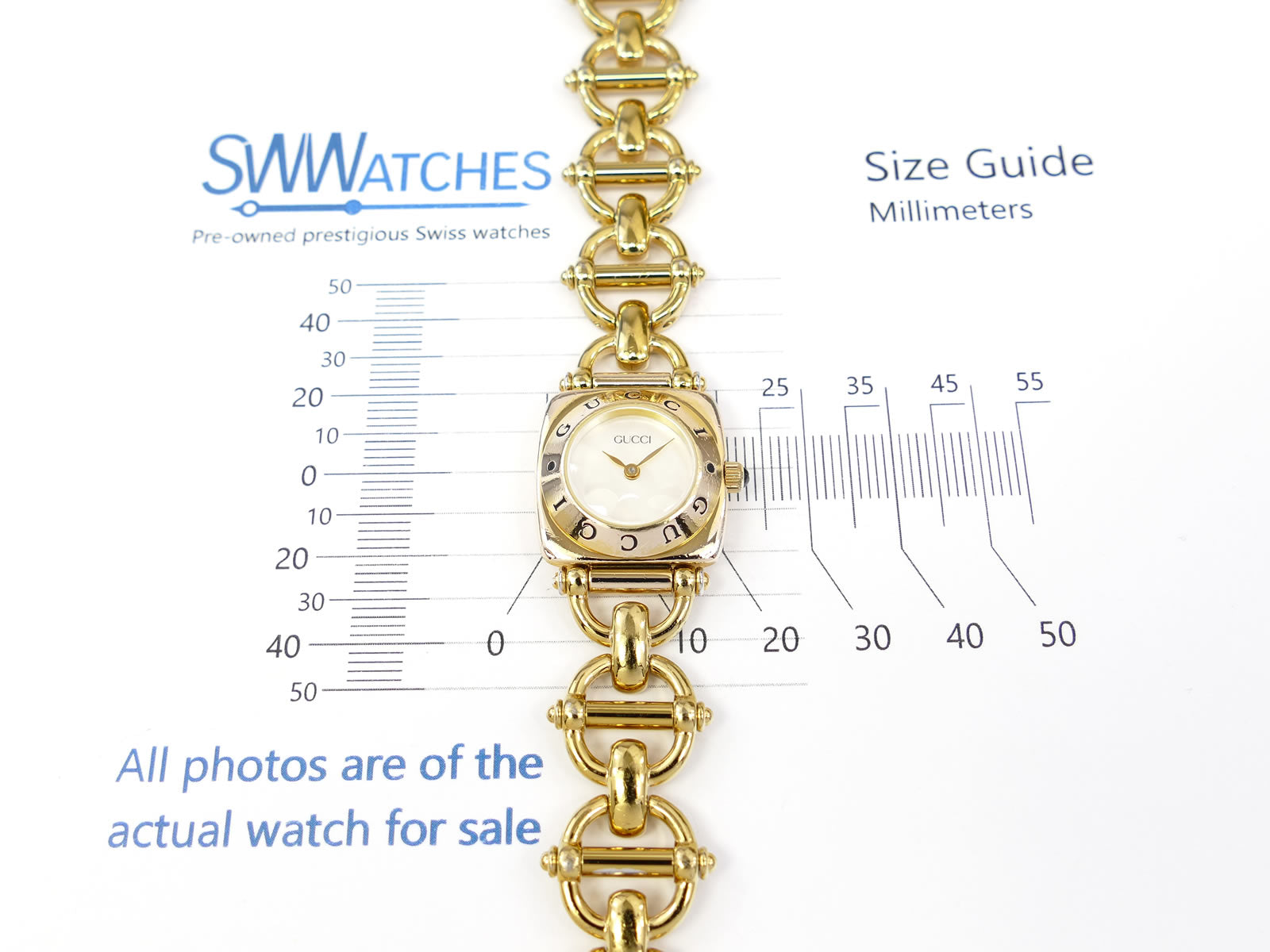 Gucci 6400L White Mother of Pearl Dial with 18k Gold Plated Case