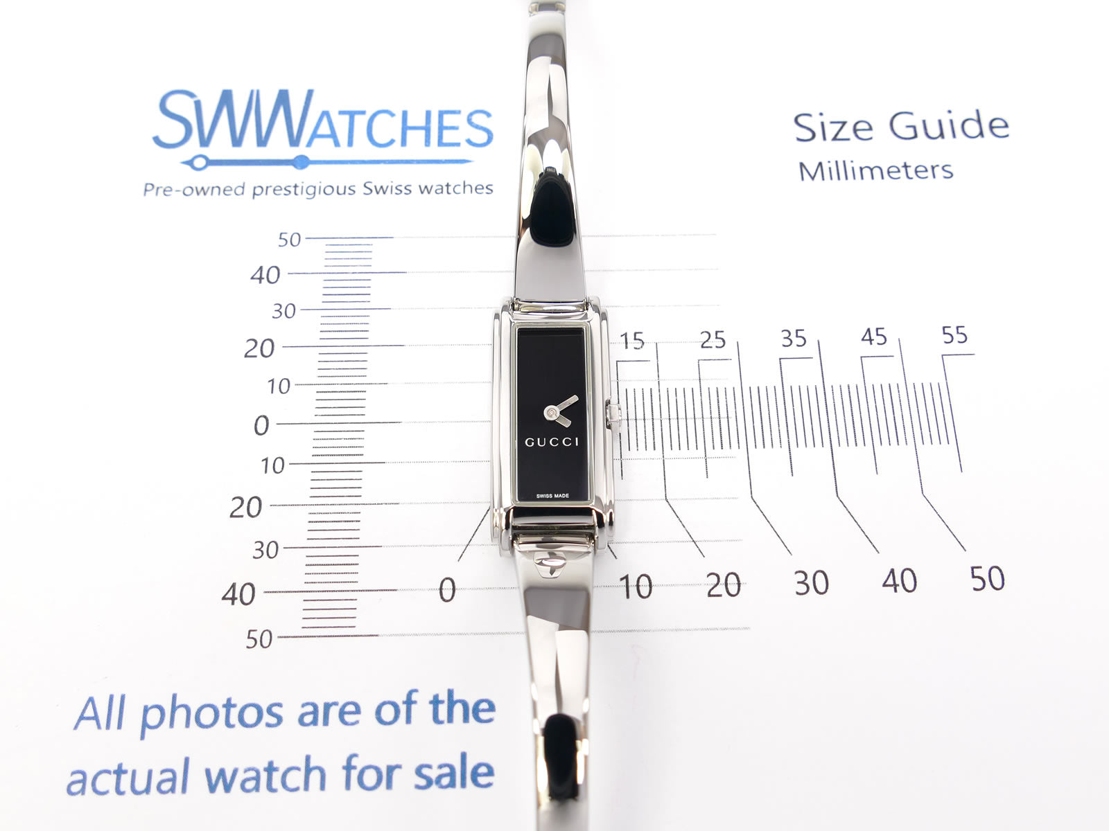 Gucci G-Line 109 case size 14 x 32mm