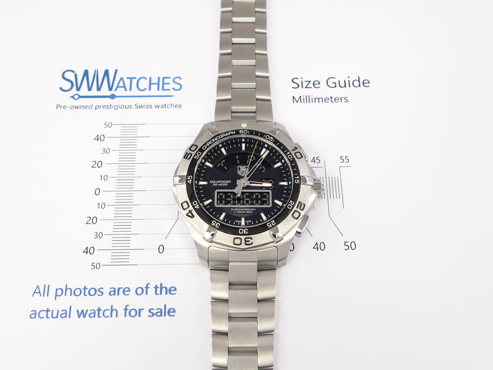 TAG Heuer Aquaracer Chronotimer CAF1010 case size 44mm