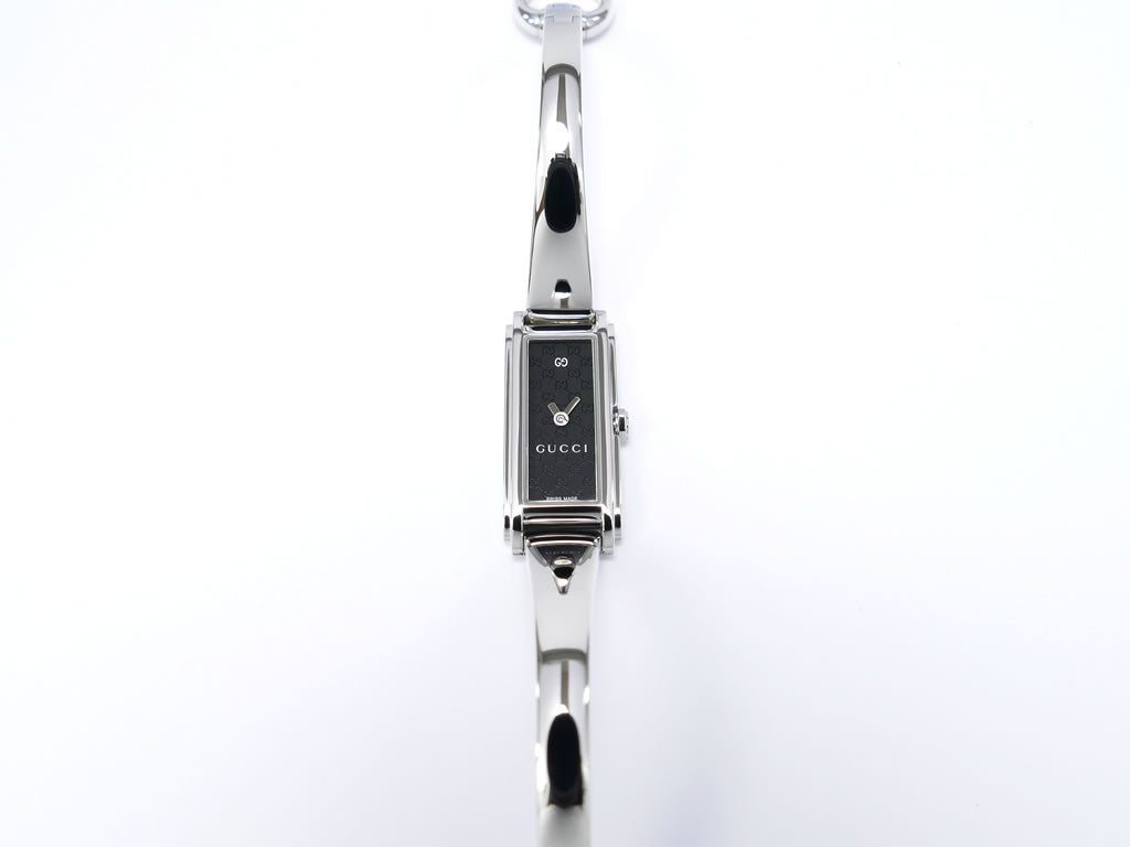 Gucci G-Line 109 Stainless Steel Bangle Watch w/ Rectangular Black