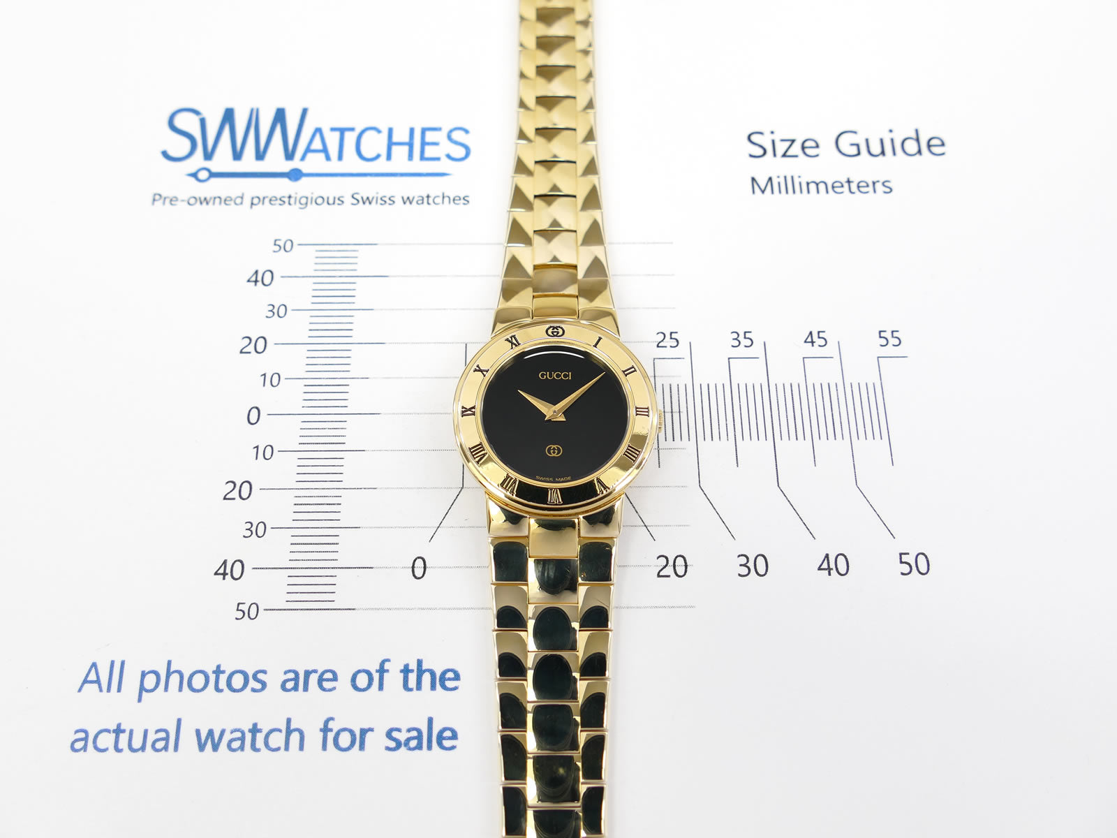Gucci 3300L Black Dial case size 25mm