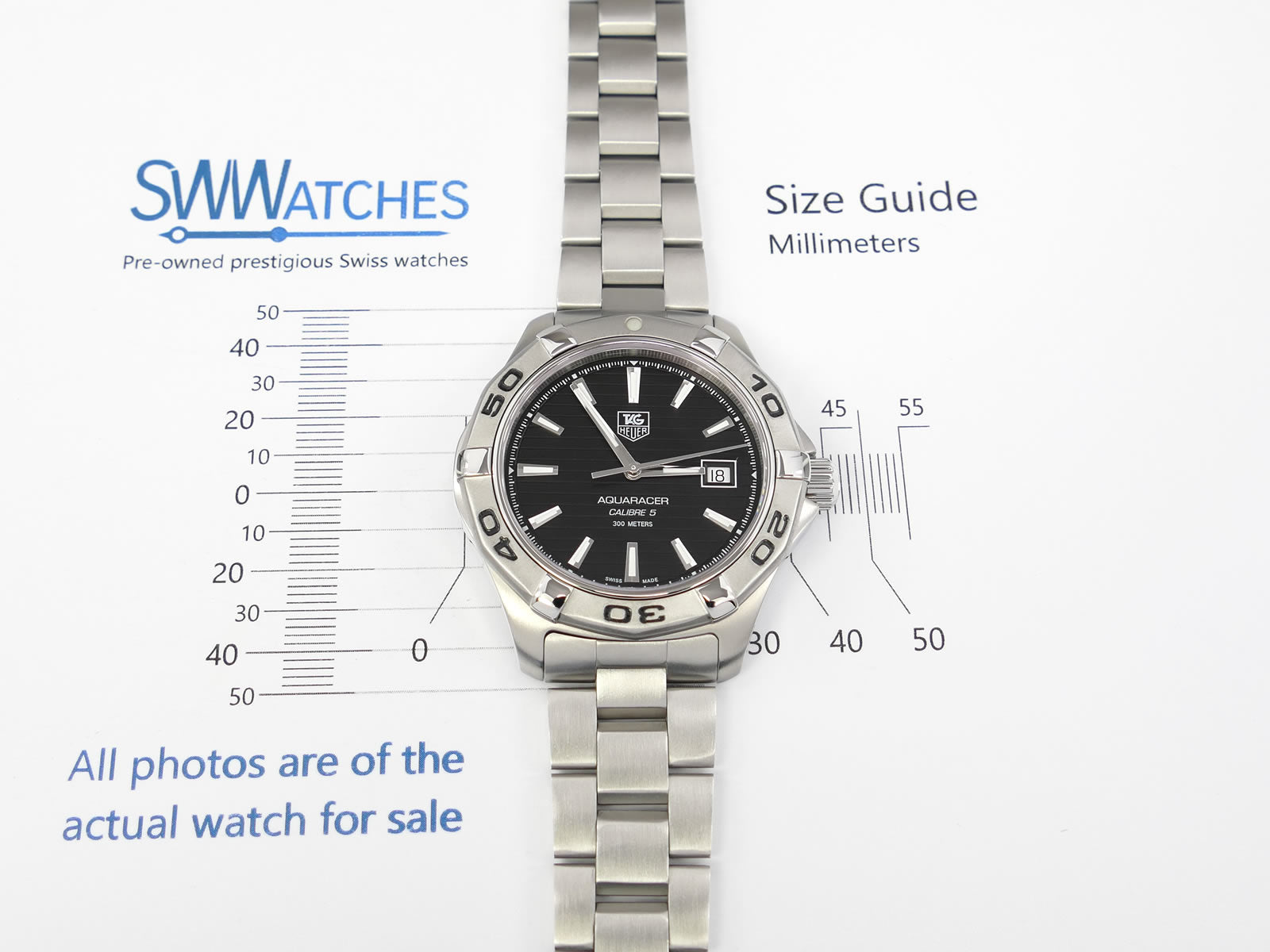 TAG Heuer Aquaracer Calibre 5 case size 42mm WAP2010