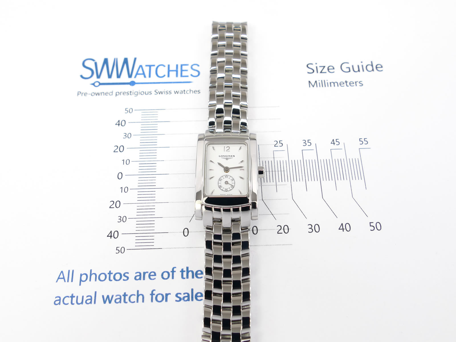 Longines DolceVita White L5.155.4 case size 20 x 30mm