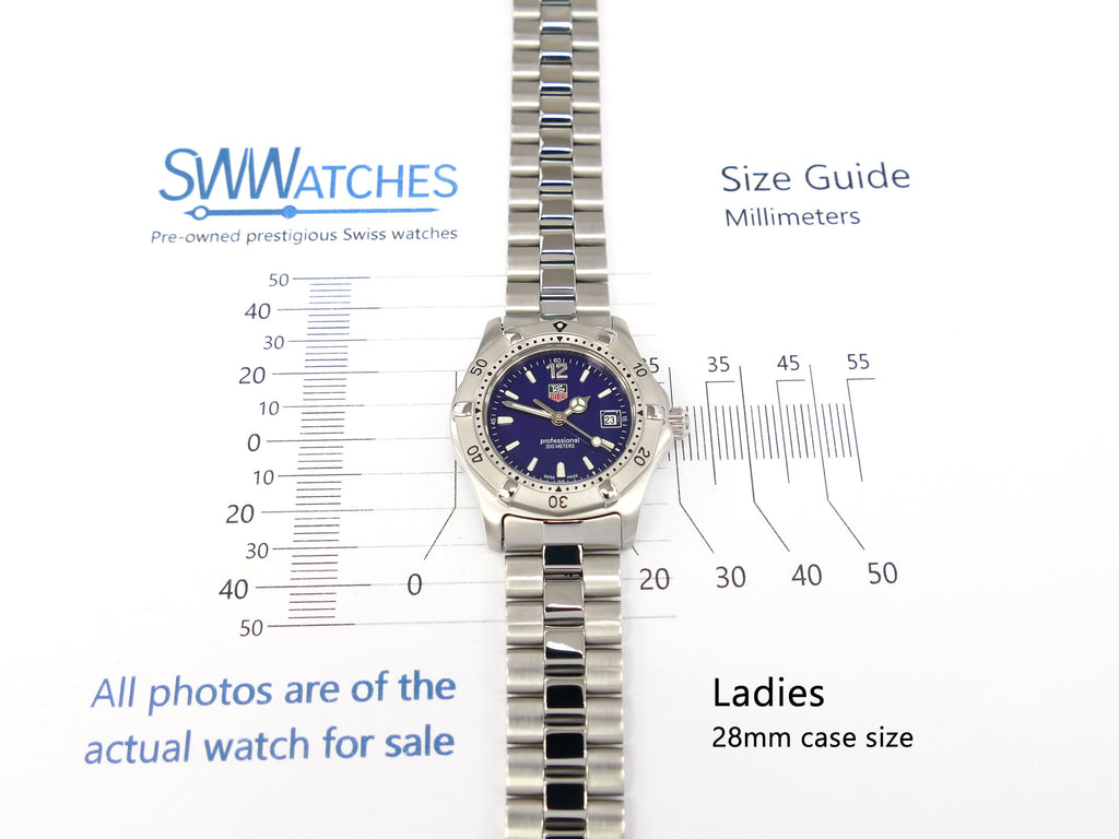 TAG Heuer 2000 WK1313-0 case size 28mm ladies