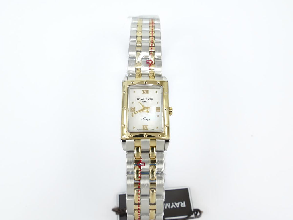 Raymond Weil Tango 5971-STP-00915 rectangular case with 18k gold plated bezel