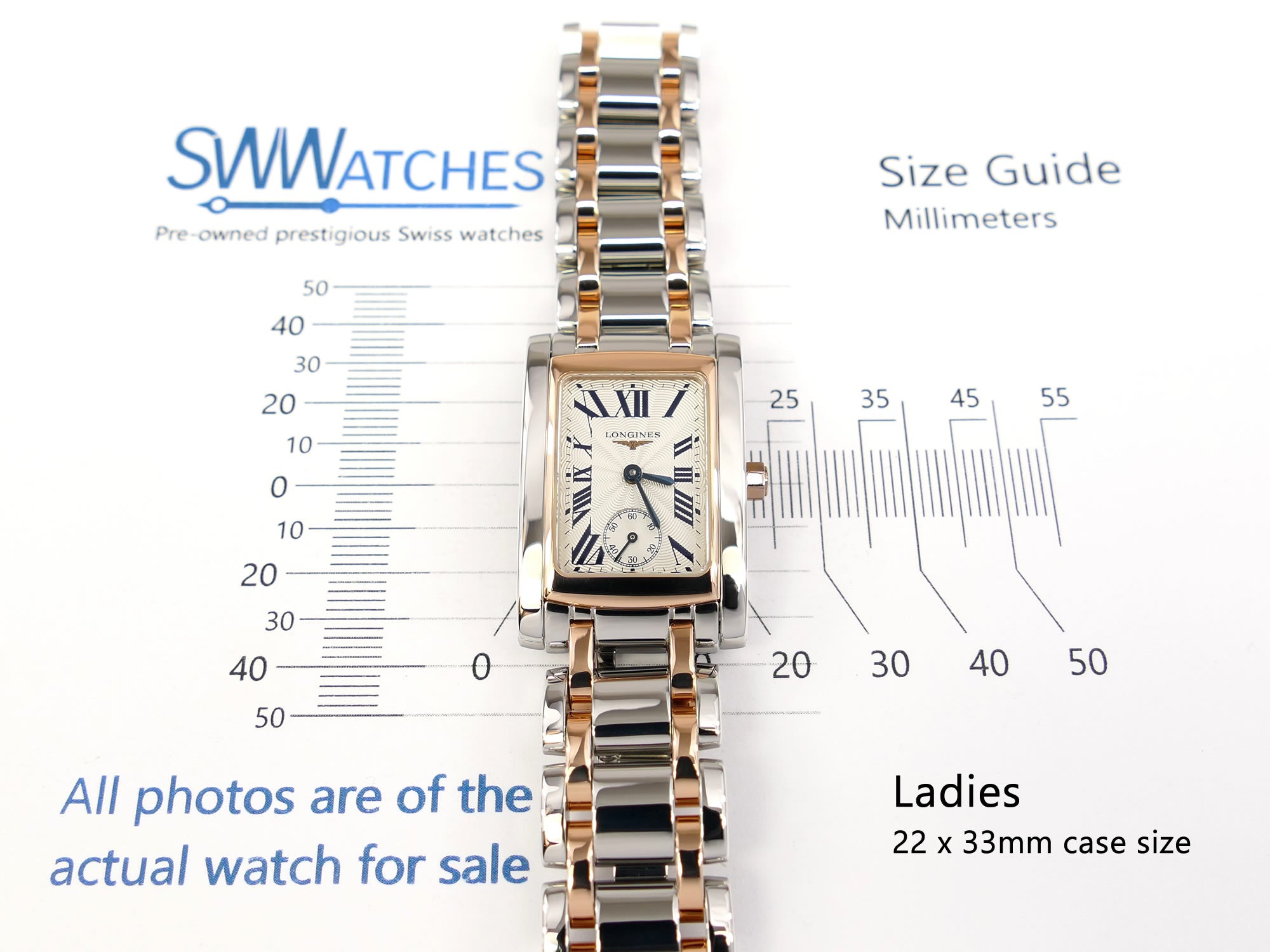 Longines DolceVita L5.502.5 case size 22 x 33mm ladies