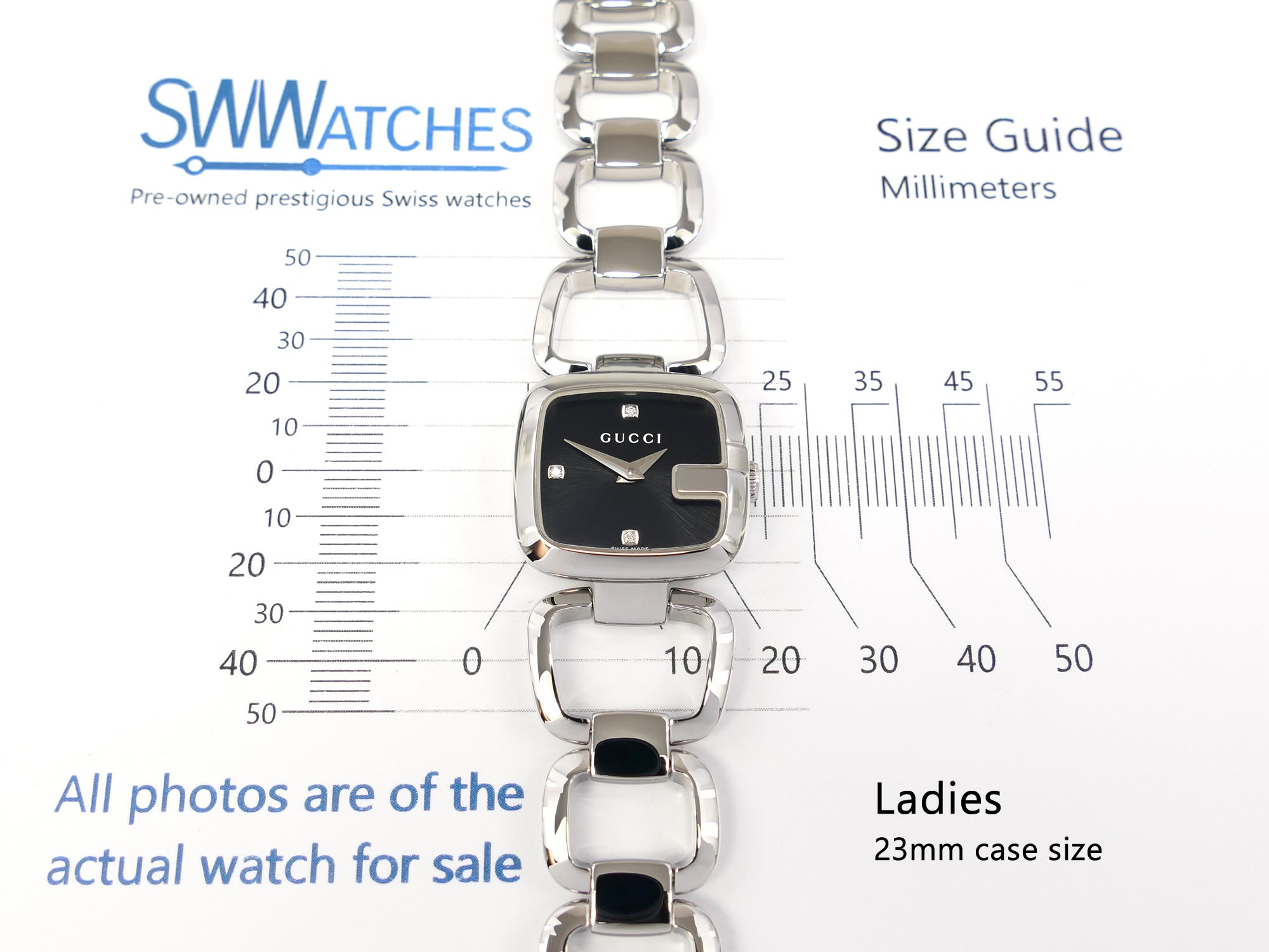 Gucci G 125.5 case size 23 x 23mm ladies