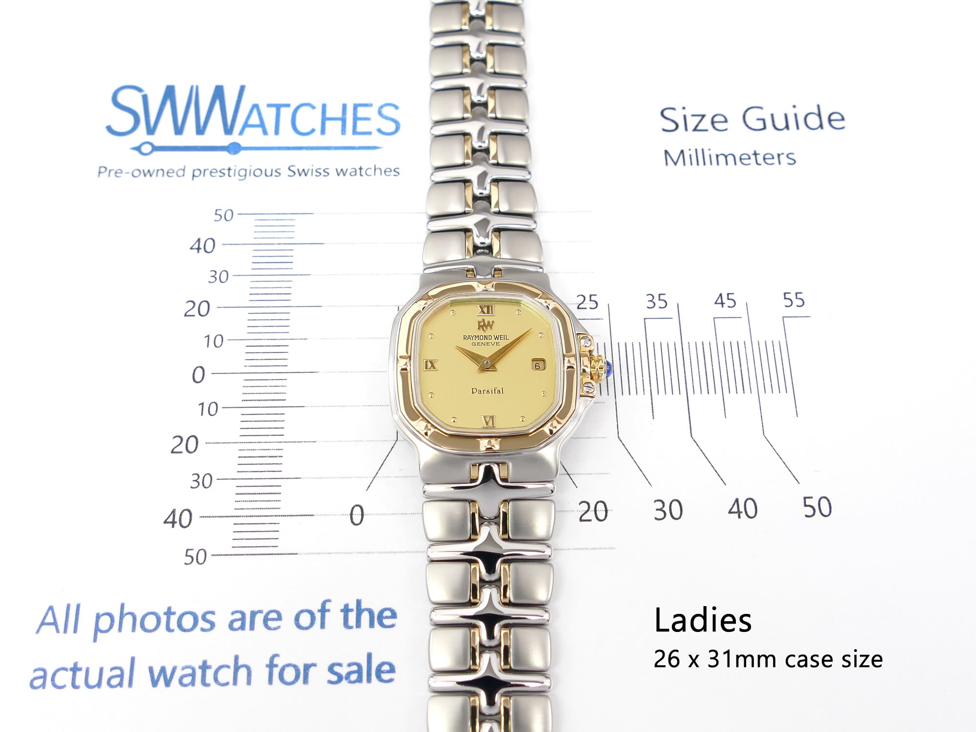 Raymond Weil Parsifal 9890 ladies 26 x 31mm case size