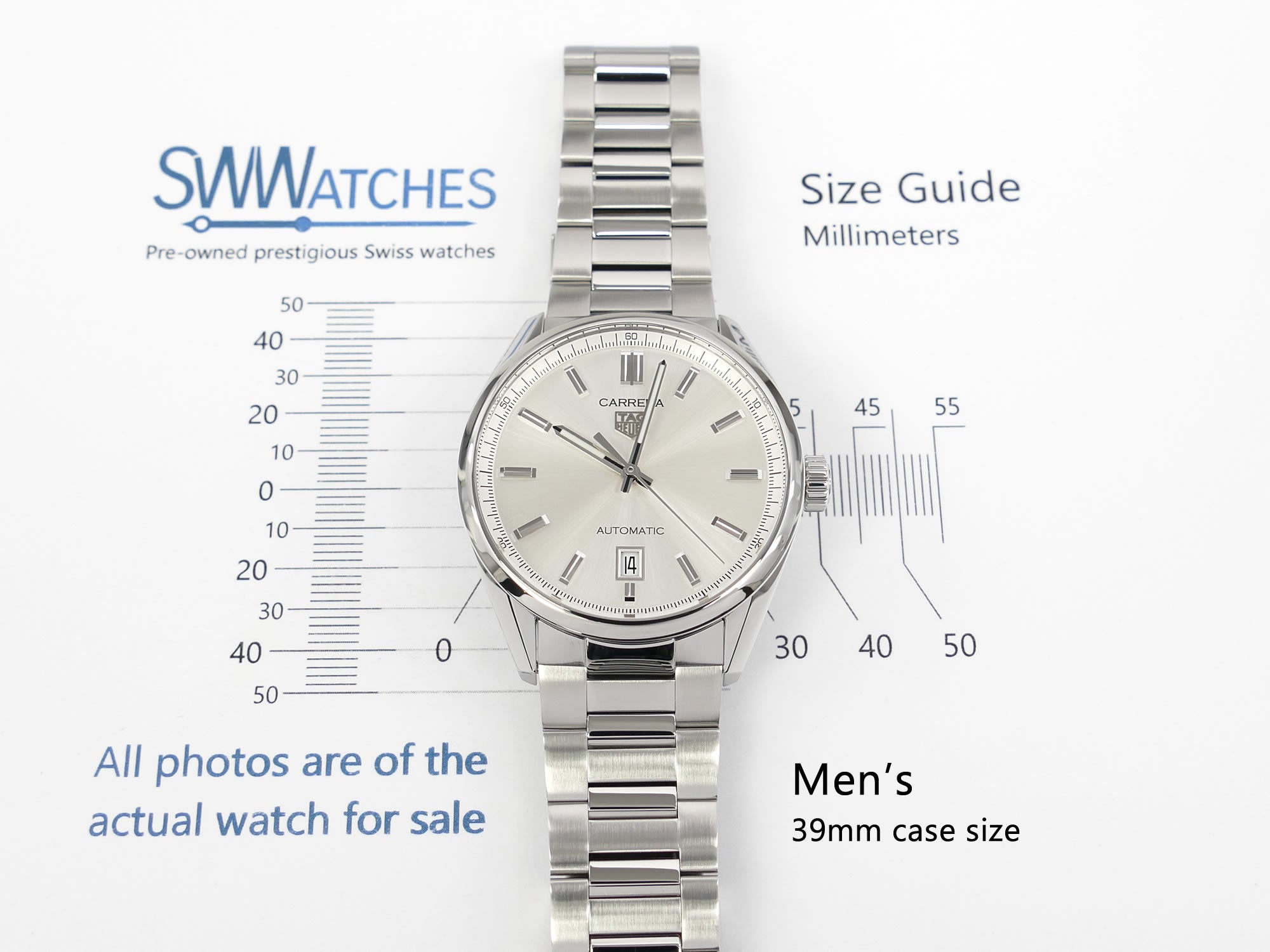 TAG Heuer Carrera WBN2111 men's 39mm case size