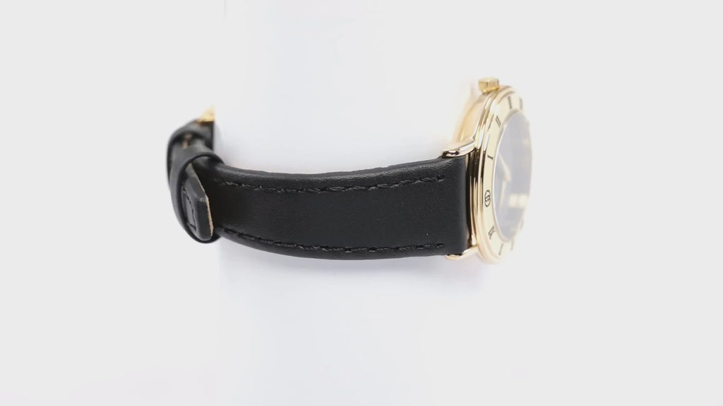 Gucci 3000L Black Dial 25mm Ladies 18k Gold Plated Roman Numerals