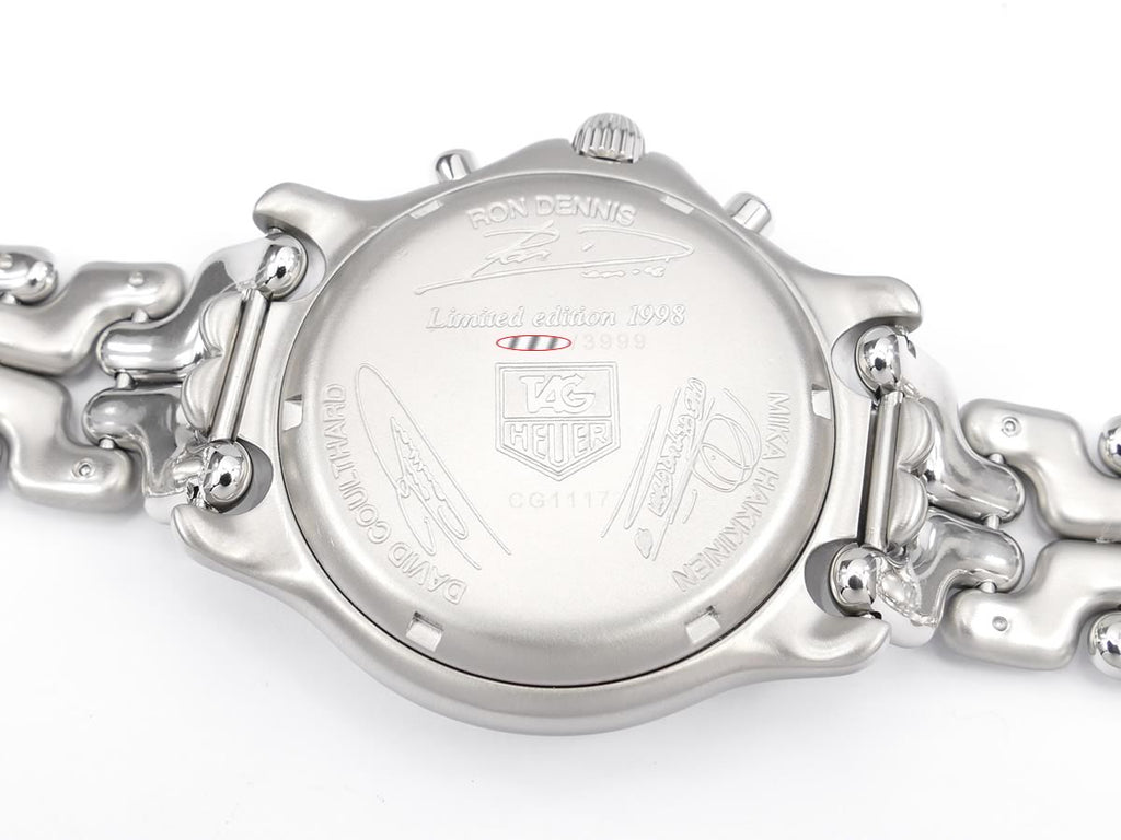 TAG Heuer SEL West McLaren CG1117.BA0423 case back with signatures