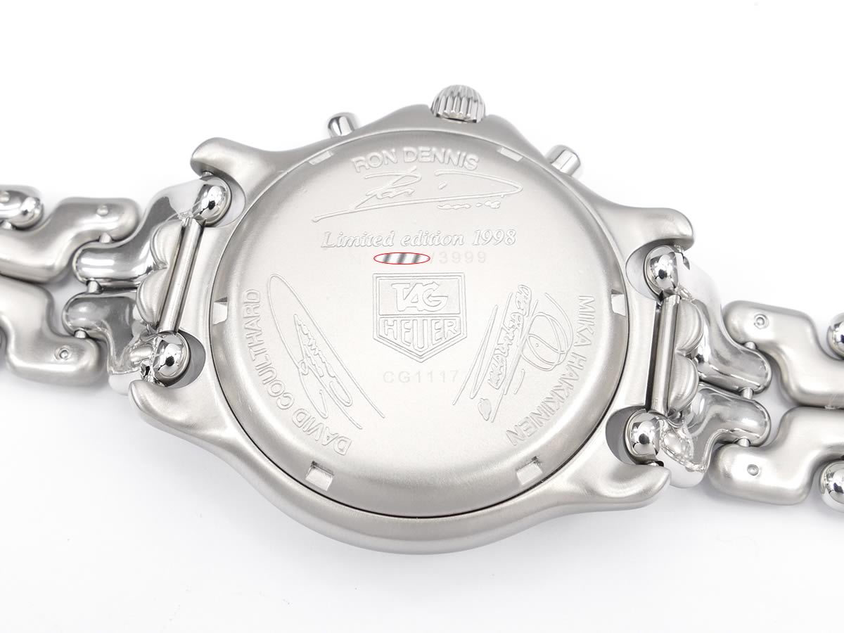 TAG Heuer SEL West McLaren CG1117.BA0423 case back with signatures
