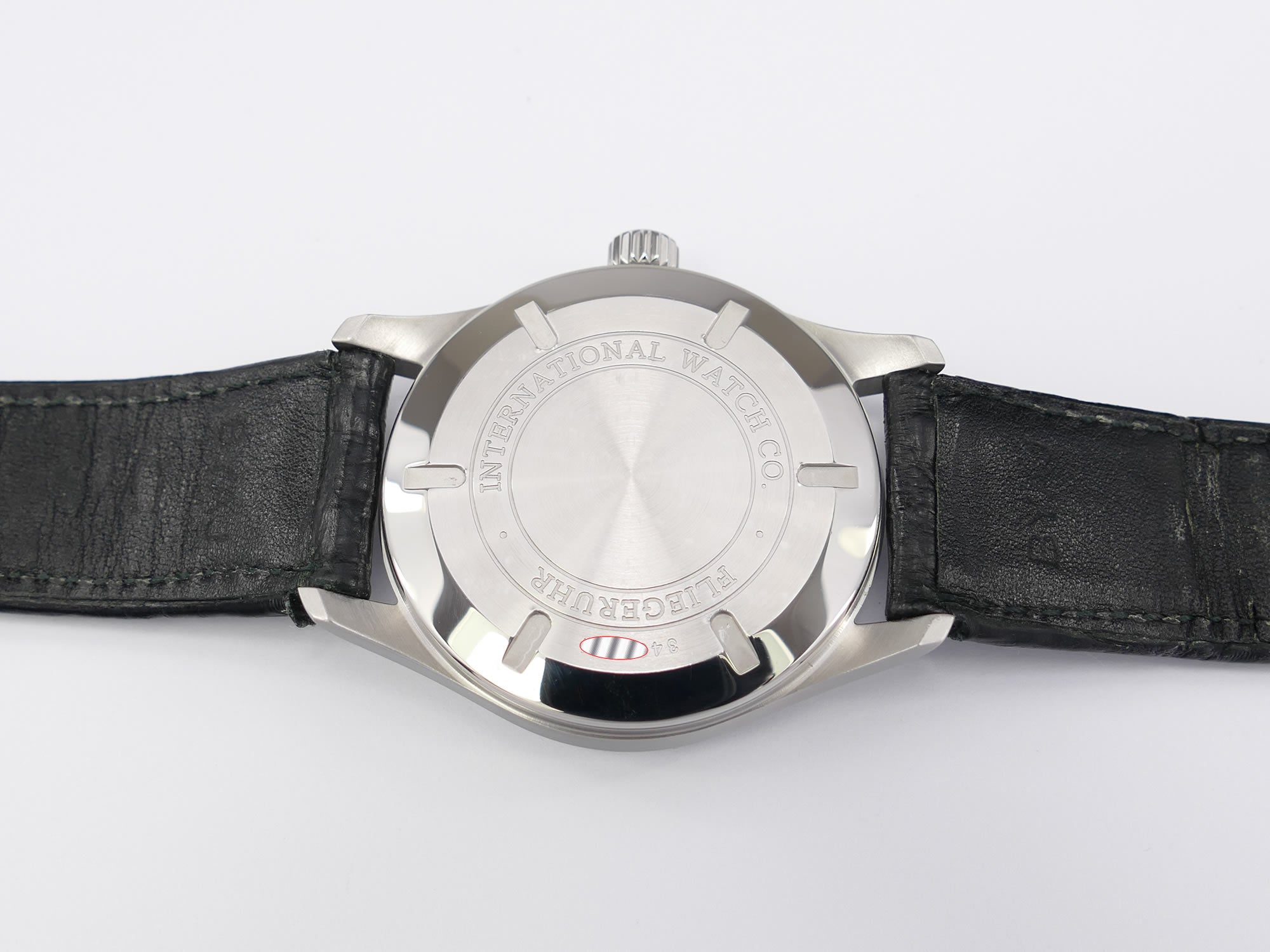 IWC Pilot Mark XVI stainless steel screw down case back