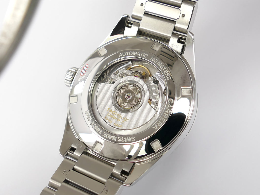 TAG Heuer Carrera Twin-Time WAR2010-1 exhibition case back Calibre 7 ETA 2892-A2