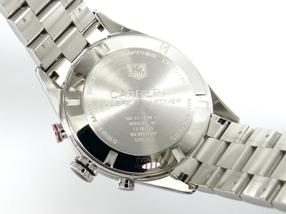 TAG Heuer Carrera Calibre S Laptimer Retrograde CV7A11.BA0795 screw down case back