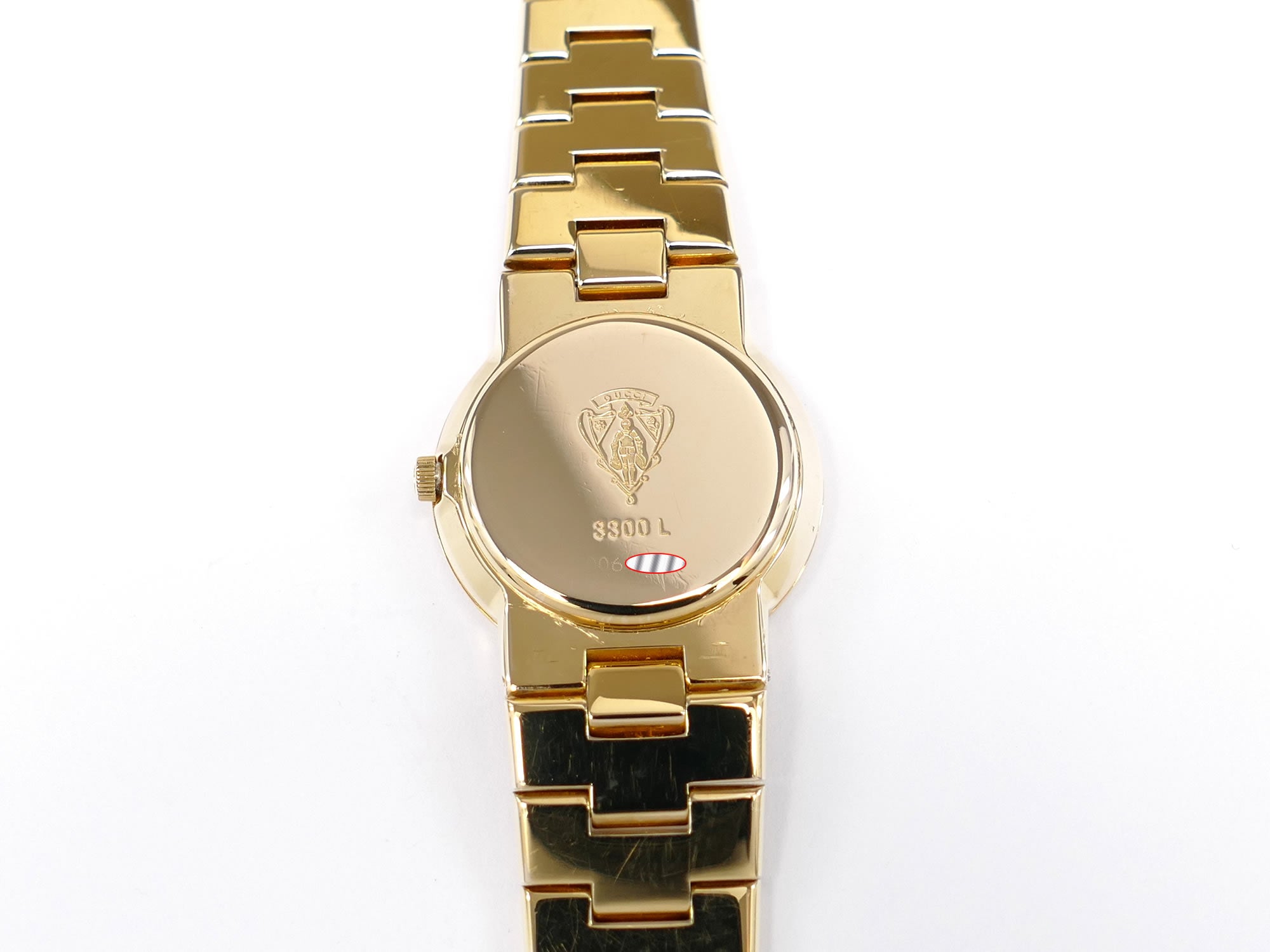Gucci 3300L 18k Gold Plated case back