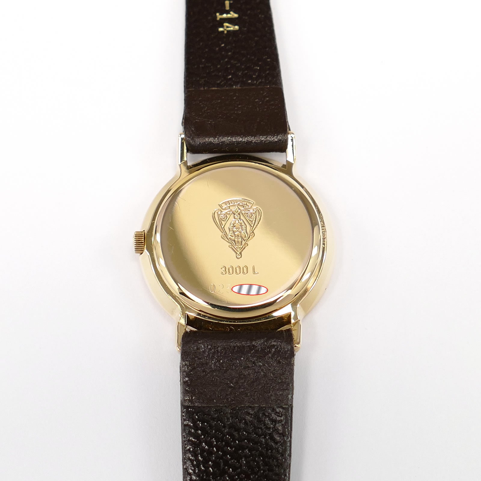 Gucci 3000L 18k Gold Plated case back