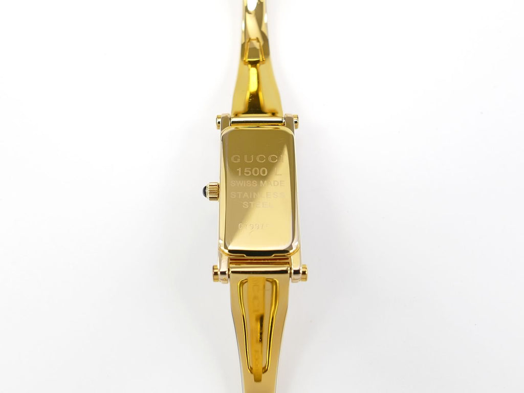 Gucci 1500 L Black Dial 18k Gold Plated case back
