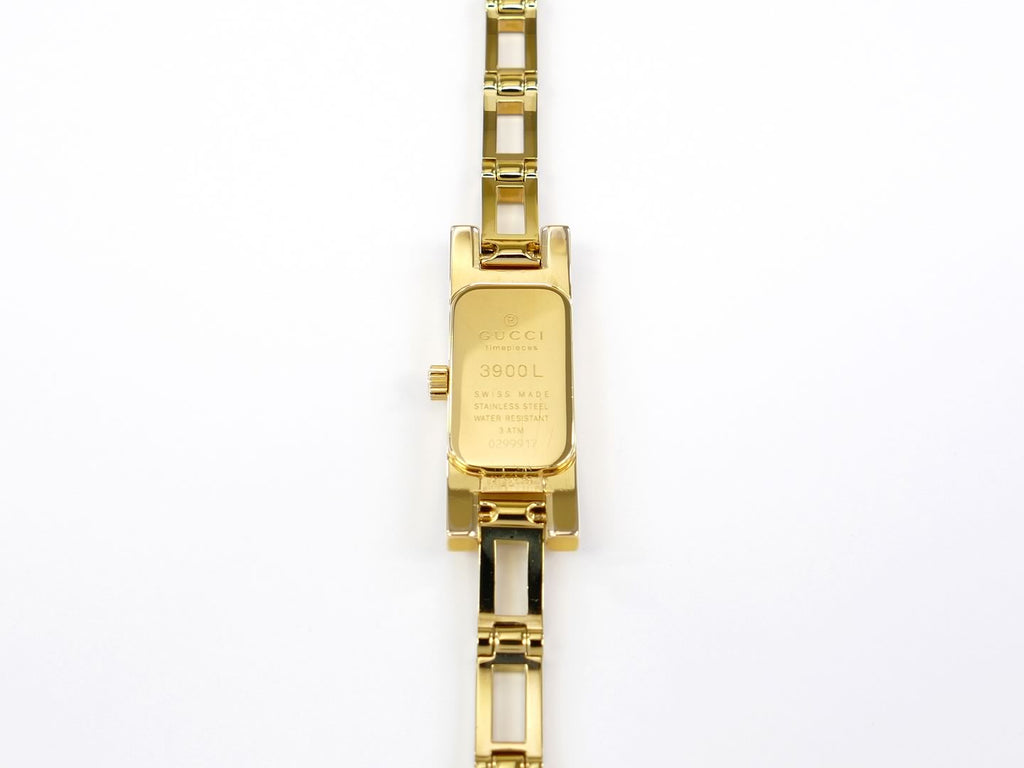Gucci 3900 L Black Dial 18k gold plated case back