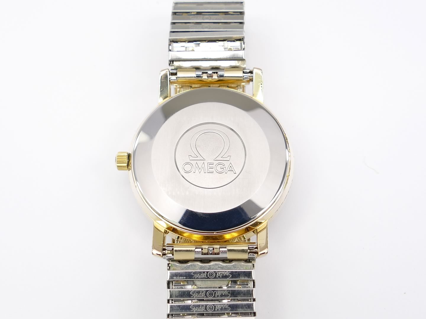 Omega Vintage Quartz Champagne Dial stainless steel case back