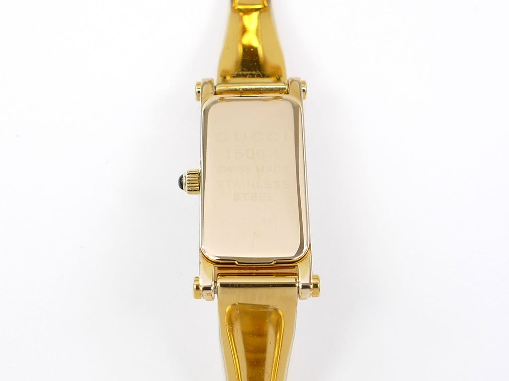 Gucci 1500 L White on 18k Gold Bangle and case back