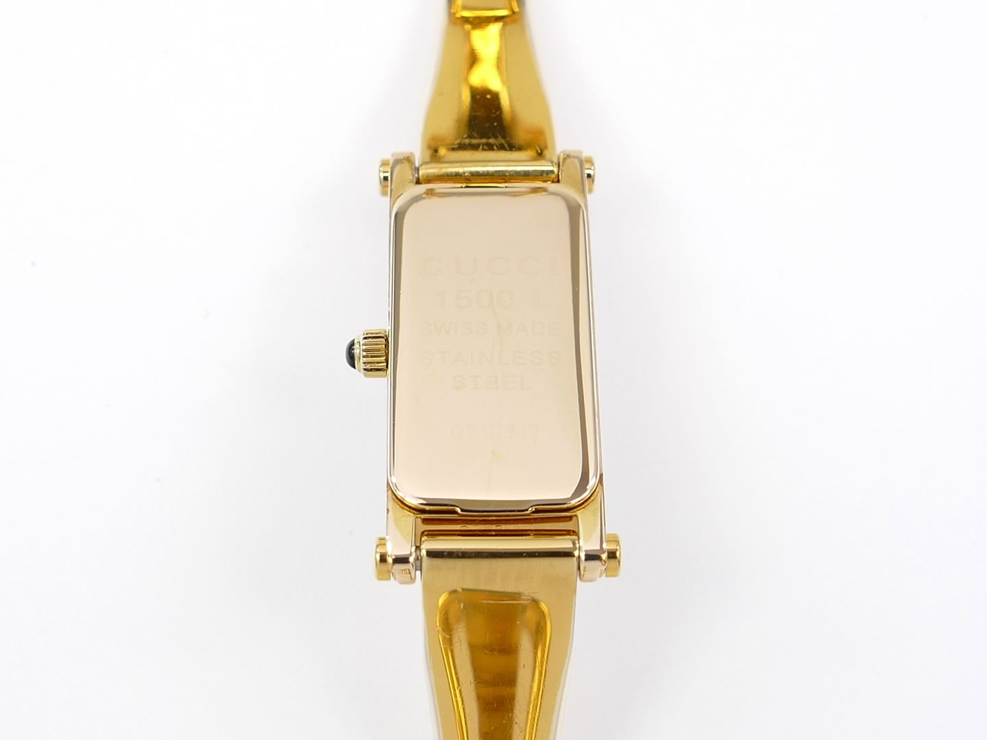 Gucci 1500 L White on 18k Gold Bangle and case back