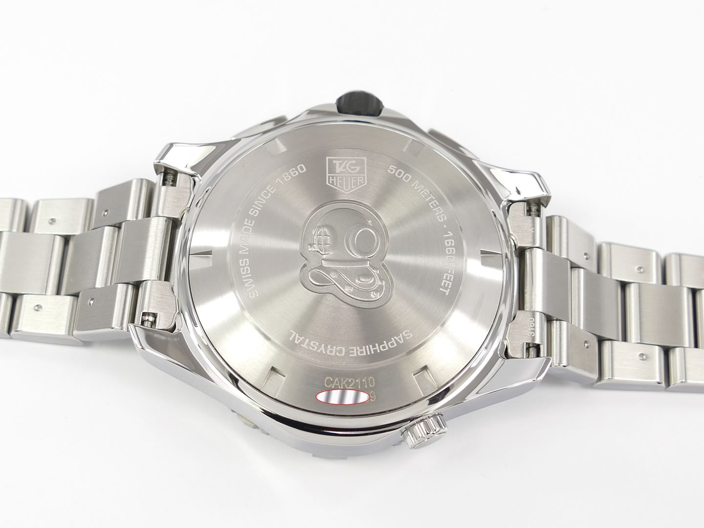 New TAG Heuer Aquaracer CAK2110.BA0833 screw down case back with diving bell
