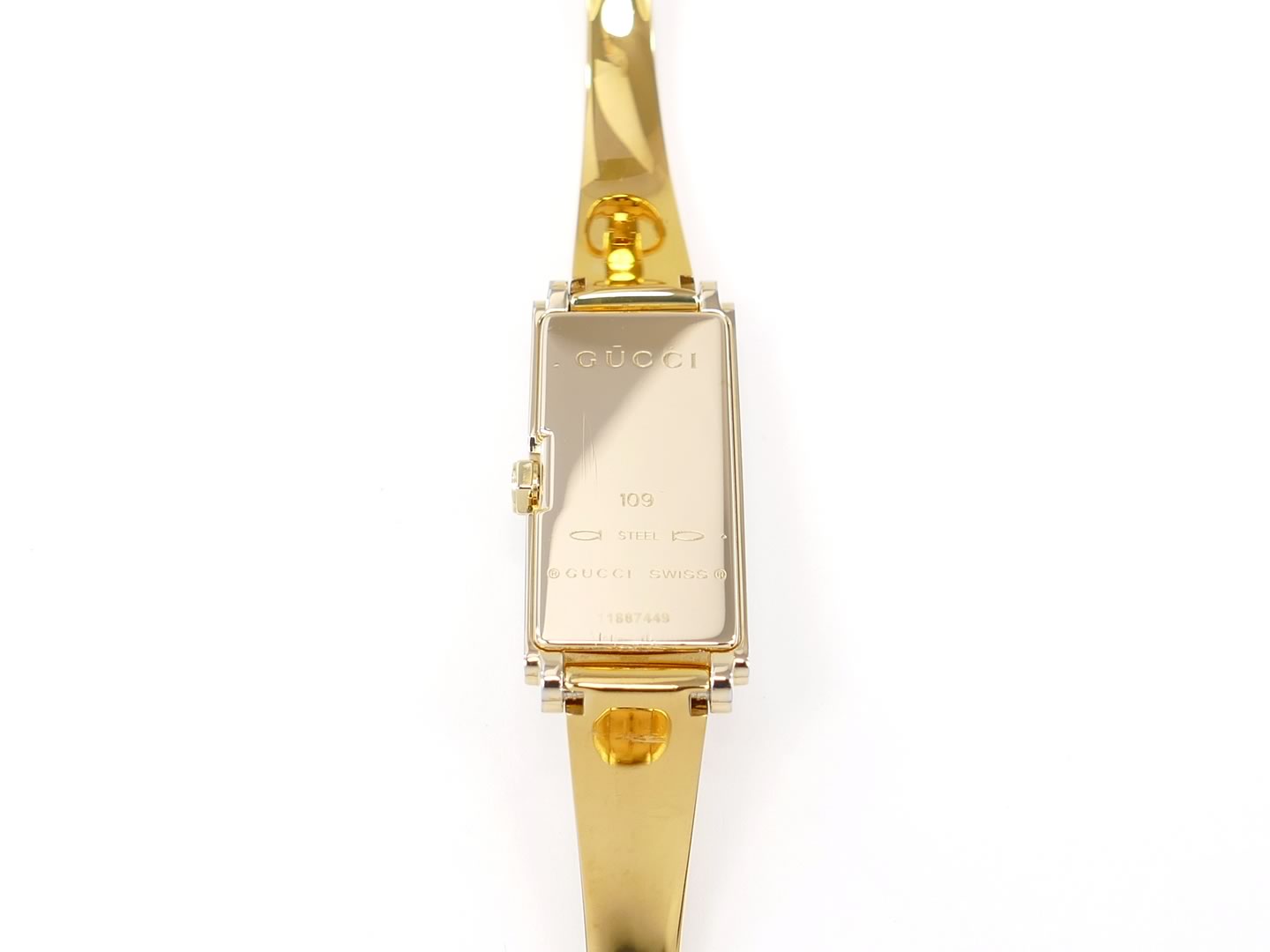 Gucci G-Line 109 18k gold case back
