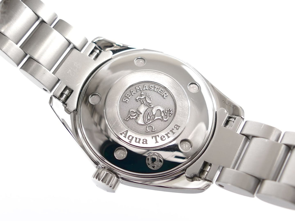 Omega Seamaster Aqua Terra Silver 2577.30.00 screw down case back with Seahorse