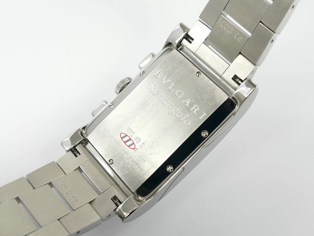 Bulgari Rettangolo White Chronograph RTC49S stainless steel case back