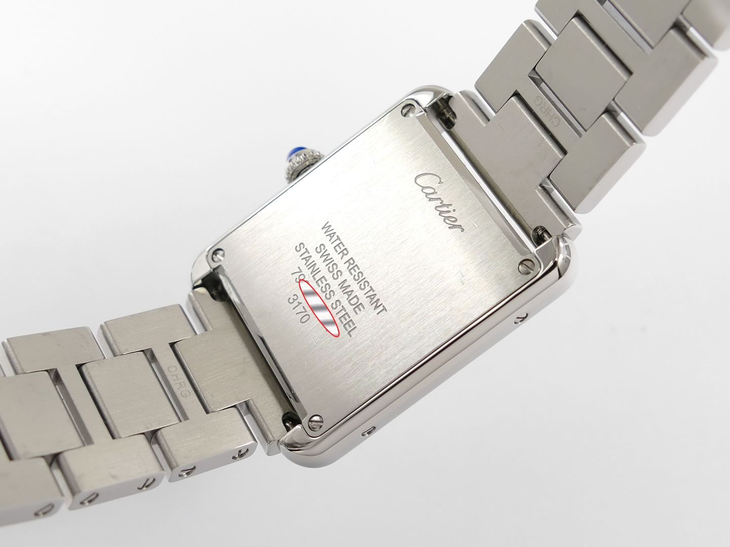 Cartier Tank Solo 3170 stainless steel case back