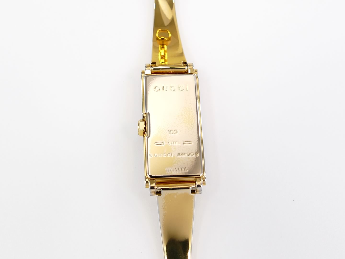 Gucci G-Line 109 18k Gold Plated YA109524 case back