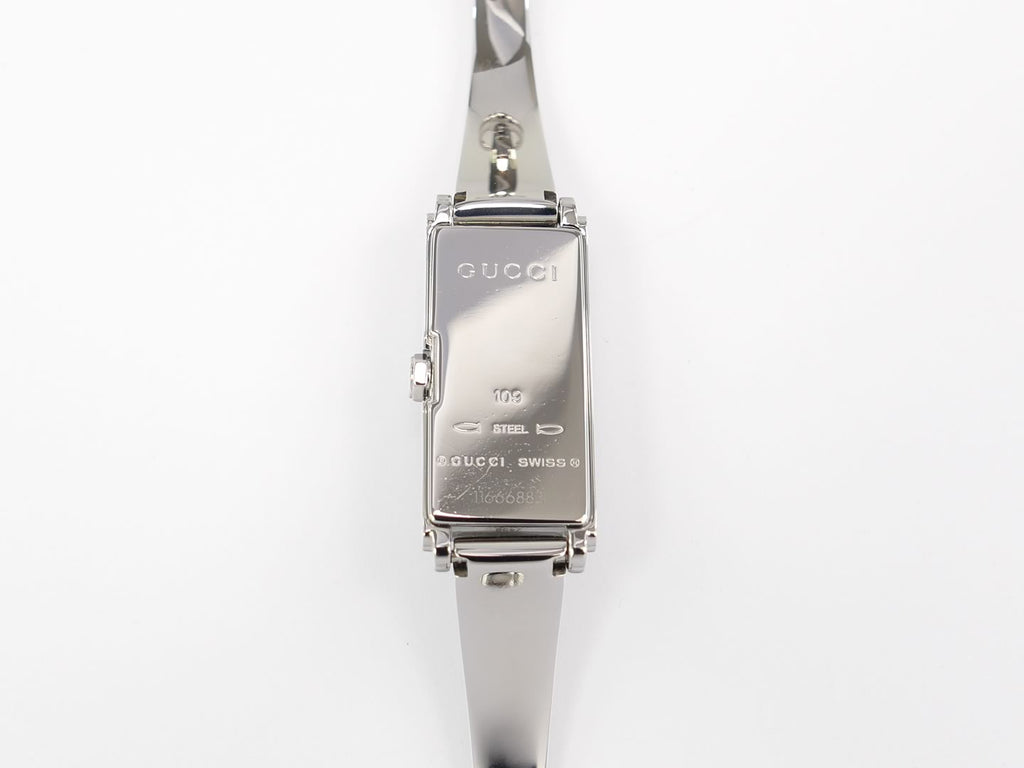 Gucci G-Line 109 Black Rectangular Dial stainless steel case back