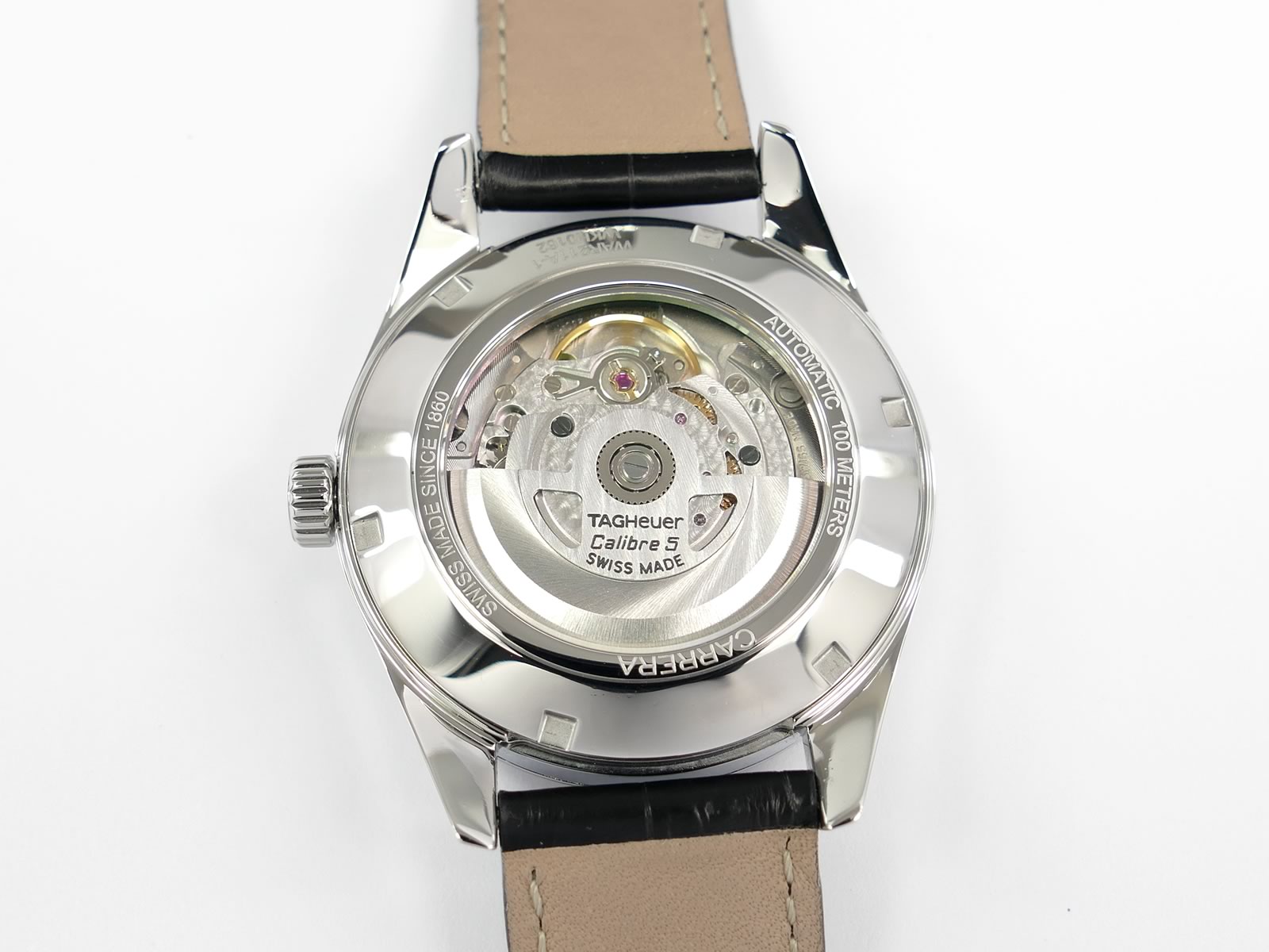 TAG Heuer Carrera Black Calibre 5 Exhibition case back WAR211A