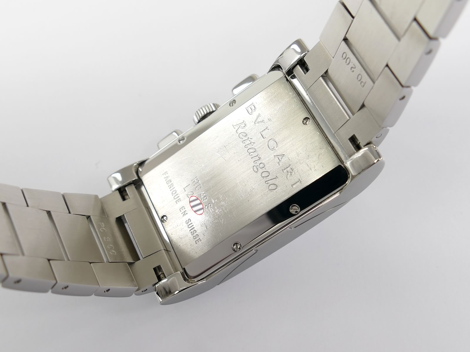 Bulgari Rettangolo RTC 49 S stainless steel case back