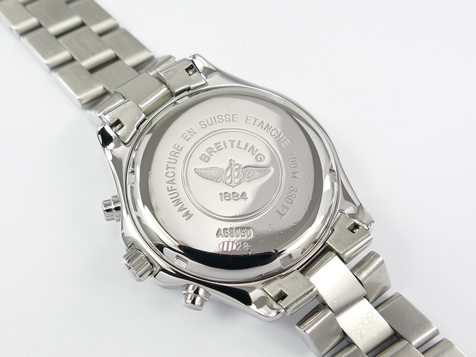Breitling Colt Chrono A53050 screw down case back