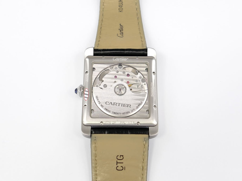 Cartier Tank MC 3589 exhibition case back with in house movement 1904-PS MC