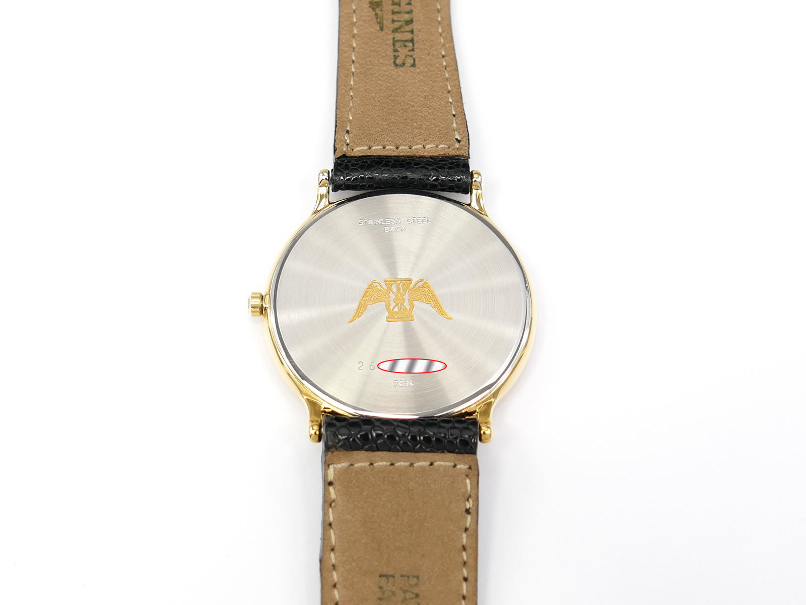 Longines La Grande Classique stainless steel case back with gold hourglass