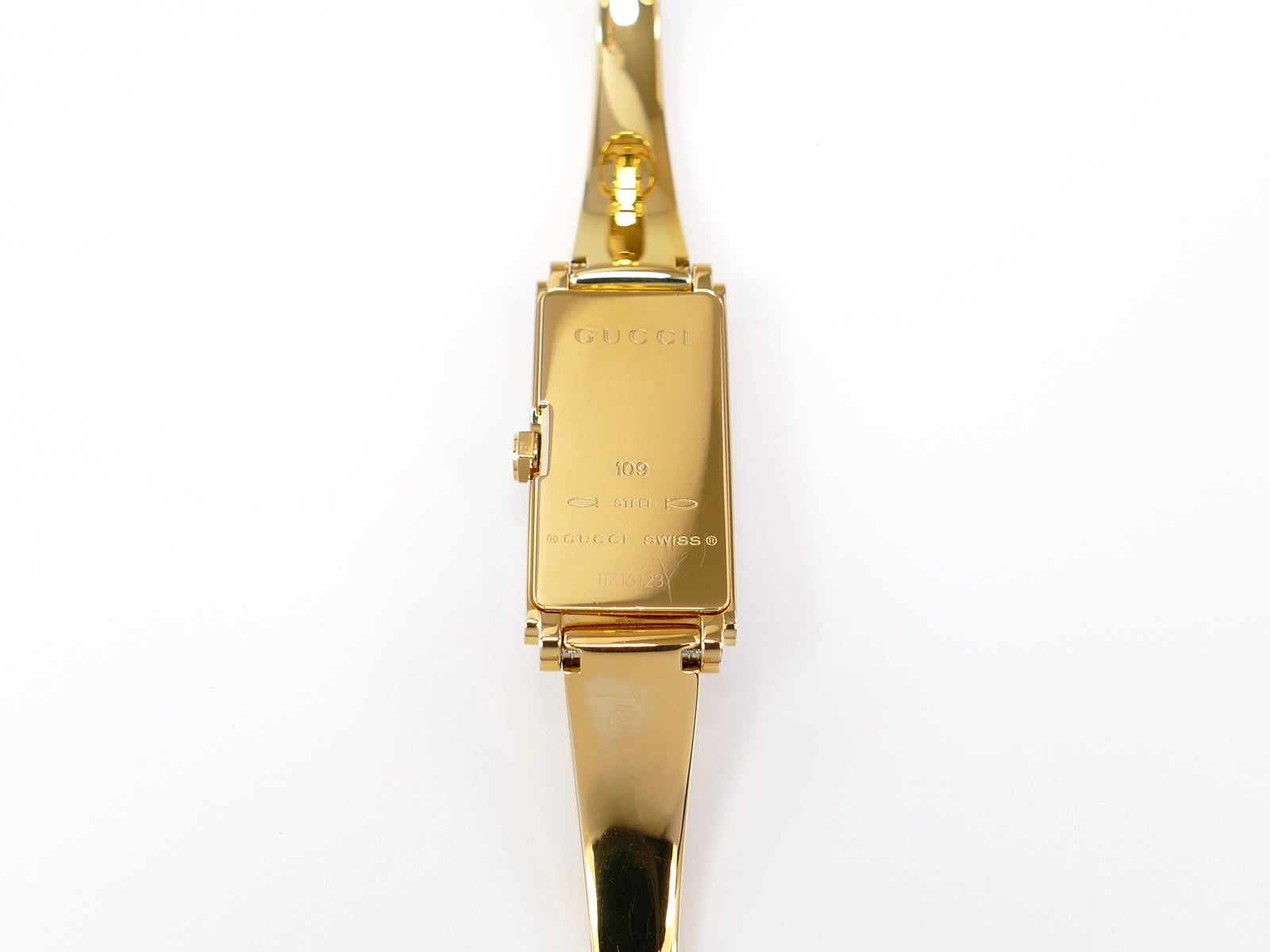 Gucci G-Line 109 18k Gold plated case back