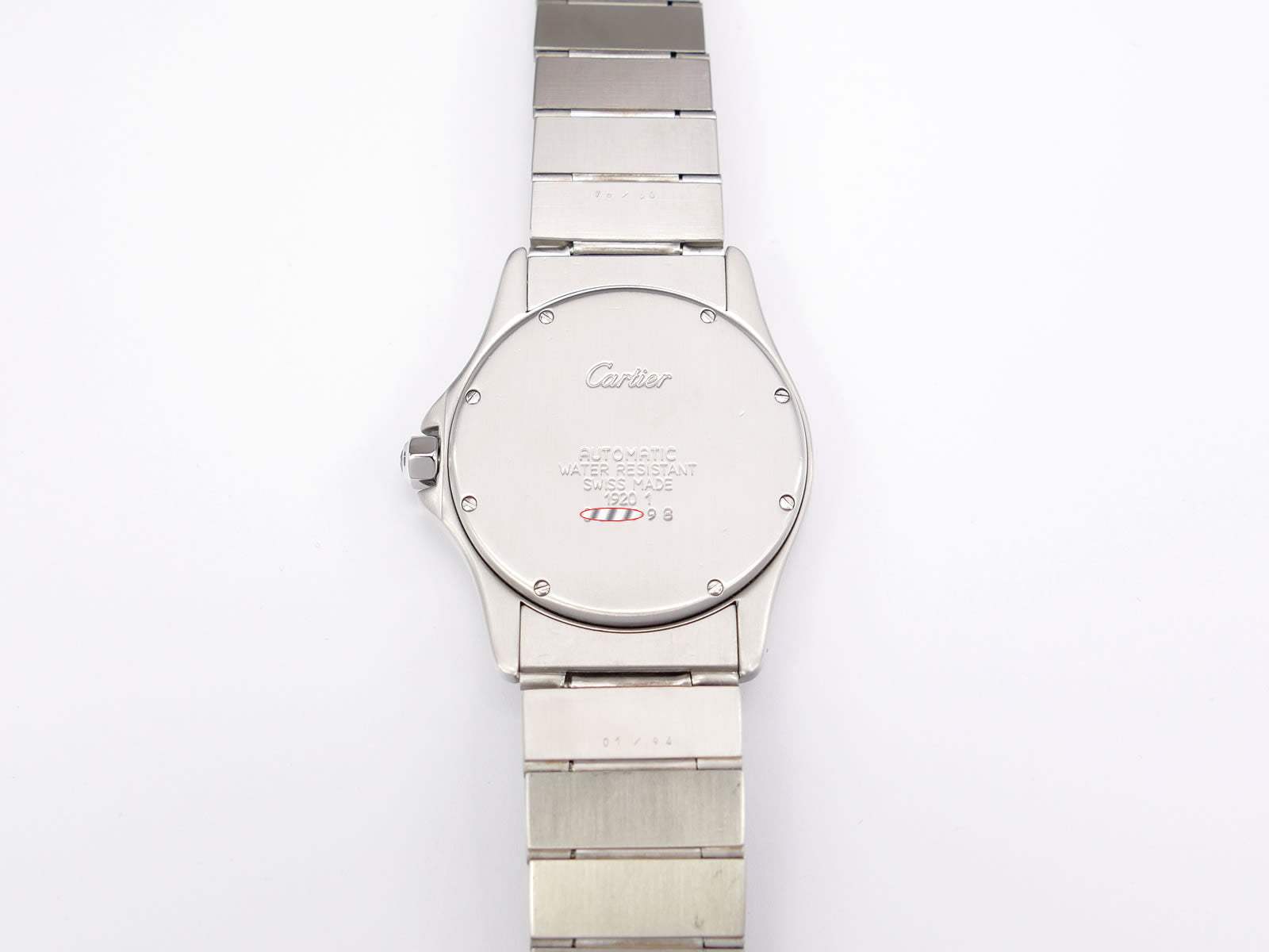 Cartier Santos Ronde 1920-1 stainless steel case back