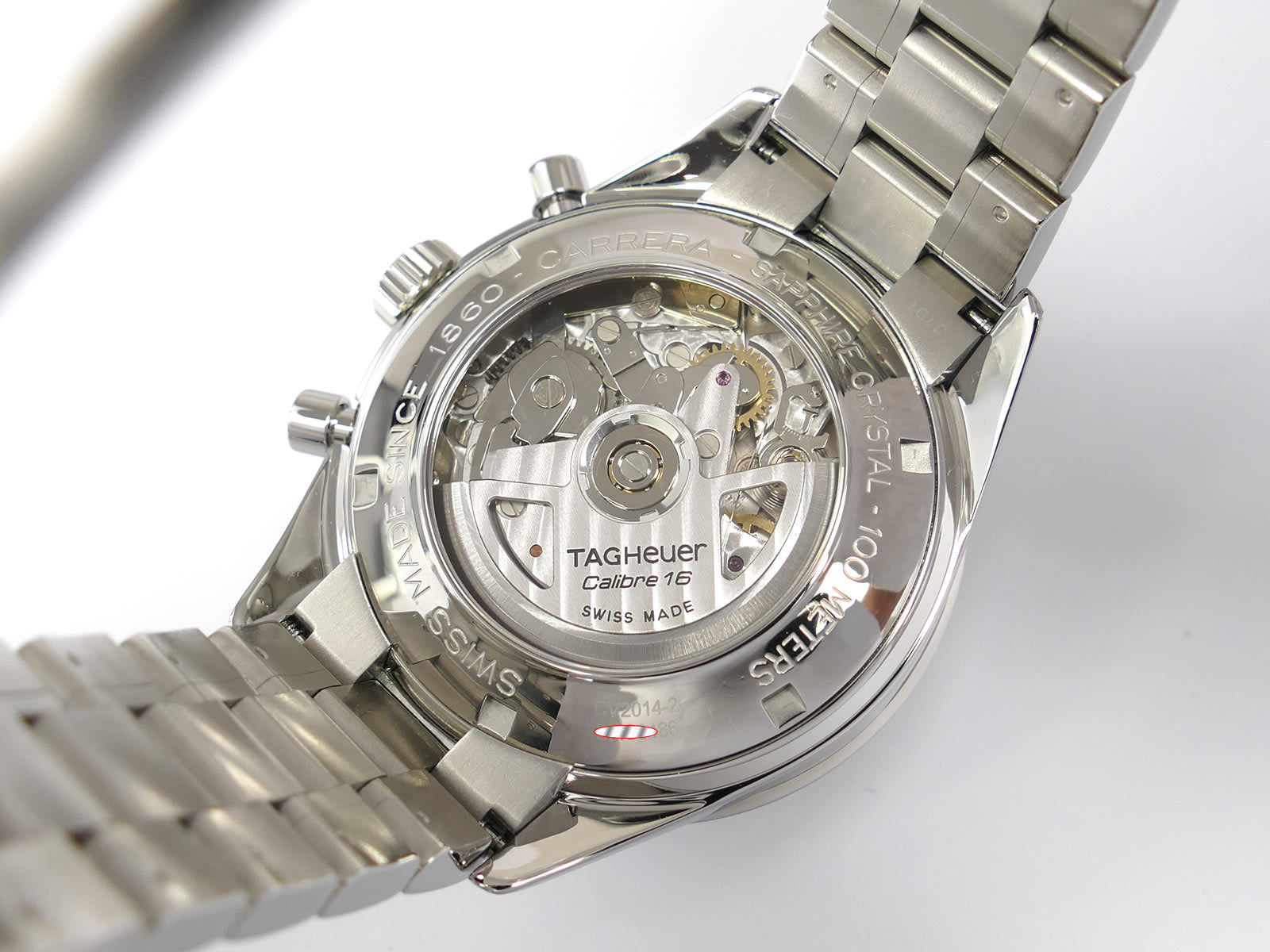 TAG Heuer Carrera CV2014-2 screw down exhibition case back calibre 16