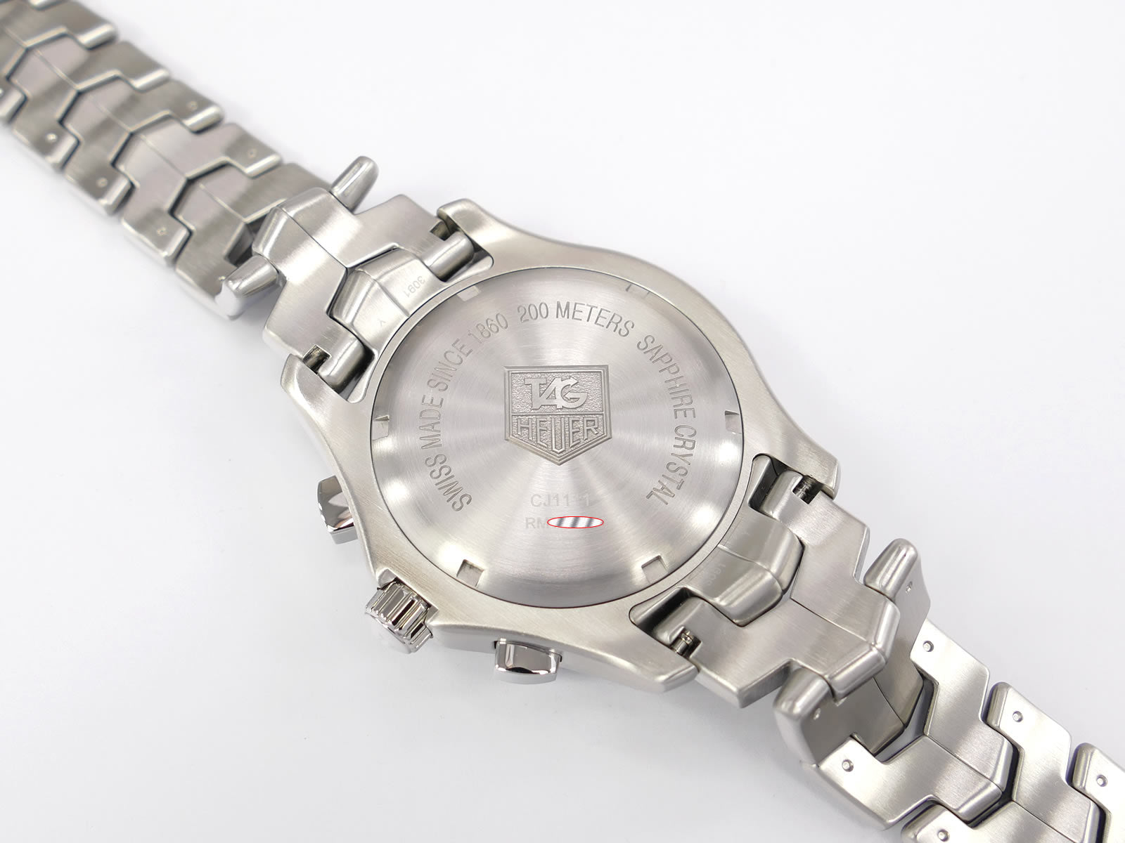 TAG Heuer Link Chronograph CJ1111 screw down stainless steel case back