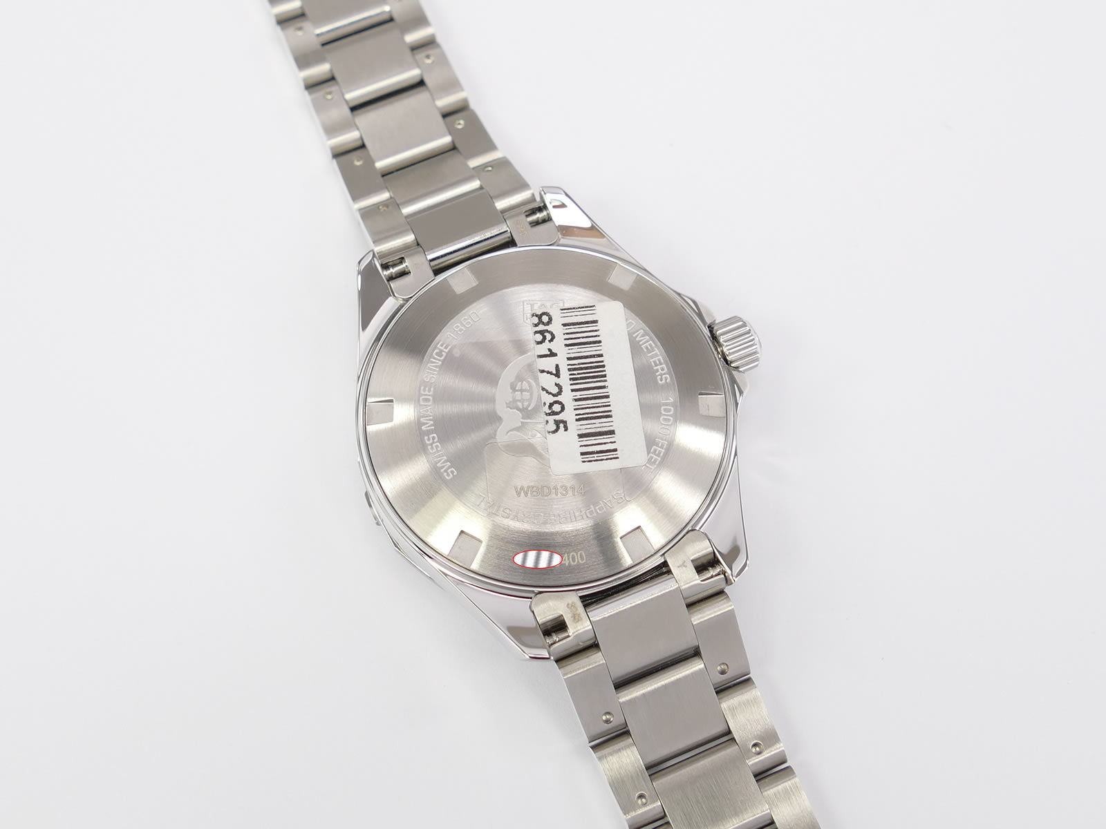 TAG Heuer Aquaracer WBD1314 stainless steel screw down case back