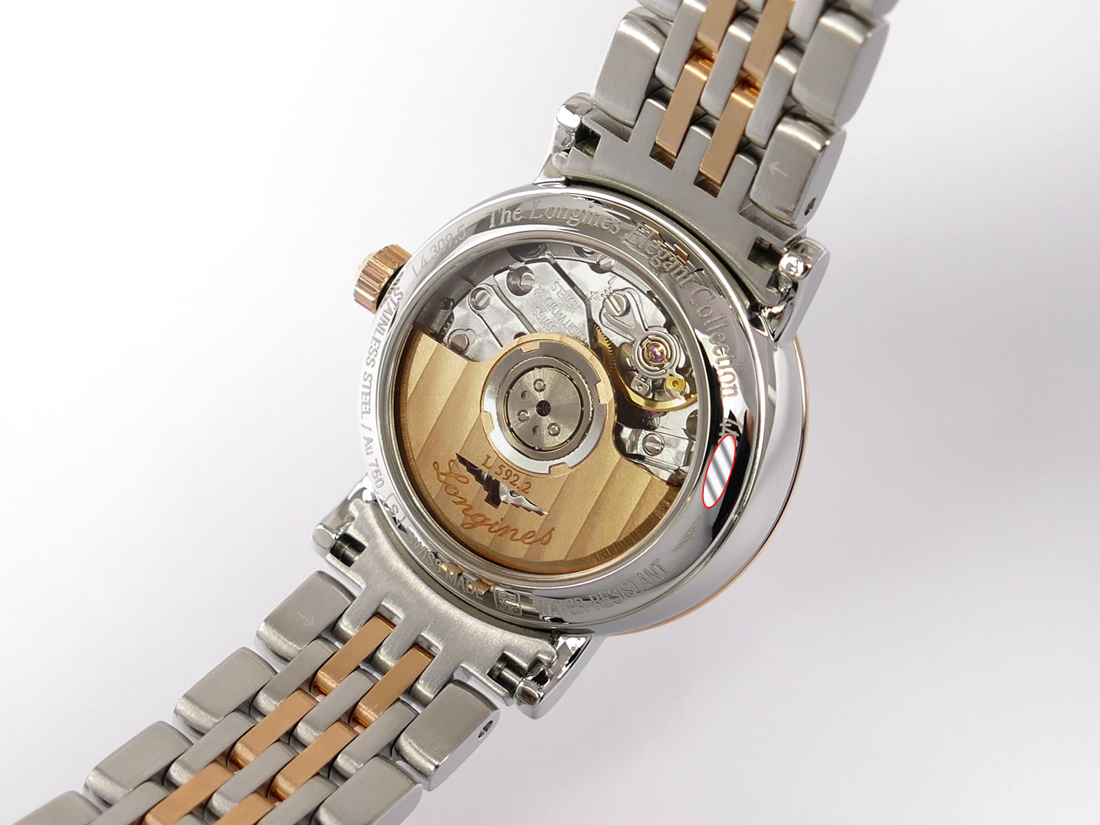 Longines Elegant L4.309.5 exhibition case back automatic calibre L592